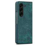 For  Samsung Galaxy Z Fold5 5G Integrated Film Retro Skin Feel Fold Leather Phone Case(Green)