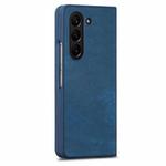 For  Samsung Galaxy Z Fold5 5G Integrated Film Retro Skin Feel Fold Leather Phone Case(Blue)