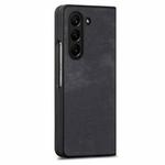 For  Samsung Galaxy Z Fold5 5G Integrated Film Retro Skin Feel Fold Leather Phone Case(Black)