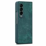 For Samsung Galaxy Z Fold4 Integrated Film Retro Skin Feel Fold Leather Phone Case(Green)
