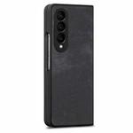 For Samsung Galaxy Z Fold4 Integrated Film Retro Skin Feel Fold Leather Phone Case(Black)
