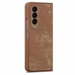 For Samsung Galaxy Z Fold4 Integrated Film Retro Skin Feel Fold Leather Phone Case(Brown)