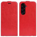 For Samsung Galaxy S23 FE 5G R64 Texture Vertical Flip Leather Phone Case(Red)