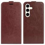 For Samsung Galaxy S24 5G R64 Texture Vertical Flip Leather Phone Case(Brown)