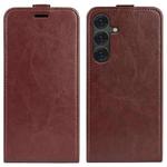 For Samsung Galaxy S25 Ultra 5G R64 Texture Vertical Flip Leather Phone Case(Brown)