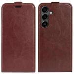For Samsung Galaxy S25 FE 5G R64 Texture Single Vertical Flip Leather Phone Case(Brown)