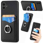 For Samsung Galaxy A04 Carbon Fiber Card Wallet Ring Holder Phone Case(Black)