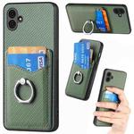 For Samsung Galaxy A04 Carbon Fiber Card Wallet Ring Holder Phone Case(Green)