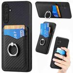 For Samsung Galaxy A54 Carbon Fiber Card Wallet Ring Holder Phone Case(Black)