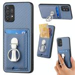 For Samsung Galaxy A32 5G Carbon Fiber Card Wallet Ring Holder Phone Case(Blue)