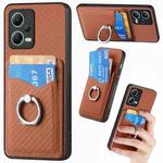 For Xiaomi 13 Lite Carbon Fiber Card Wallet Ring Holder Phone Case(Brown)