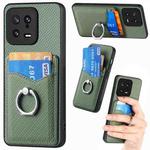 For Xiaomi  13 Carbon Fiber Card Wallet Ring Holder Phone Case(Green)