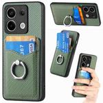 For Xiaomi Redmi Note 13 Pro Carbon Fiber Card Wallet Ring Holder Phone Case(Green)