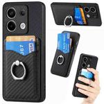 For Xiaomi Redmi Note 13 Pro+ Carbon Fiber Card Wallet Ring Holder Phone Case(Black)