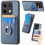 For Xiaomi Redmi Note 13 Pro+ Carbon Fiber Card Wallet Ring Holder Phone Case(Blue)