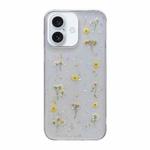 For iPhone 16 Gypsophila Flowers Pattern TPU Protective Phone Case(Yellow)