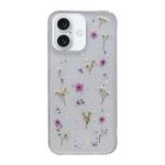 For iPhone 16 Plus Gypsophila Flowers Pattern TPU Protective Phone Case(Purple)