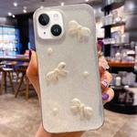 For iPhone 15 Pearl Bow Glitter Epoxy TPU Phone Case(Three Knots)