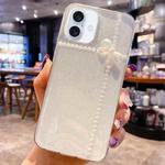 For iPhone 16 Pearl Bow Glitter Epoxy TPU Phone Case(Cross Knots)
