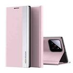 For Xiaomi 14 Side Electroplated Adsorption Leather Phone Case(Pink)