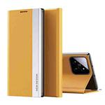 For Xiaomi 14 Side Electroplated Adsorption Leather Phone Case(Yellow)