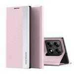 For Xiaomi 14T Side Electroplated Adsorption Leather Phone Case(Pink)