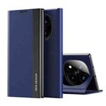 For Xiaomi Redmi Note 14 Pro+ 5G Side Electroplated Adsorption Leather Phone Case(Dark Blue)