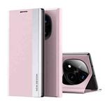 For Xiaomi Redmi Note 14 Pro+ 5G Side Electroplated Adsorption Leather Phone Case(Pink)