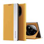 For Xiaomi Redmi Note 14 Pro+ 5G Side Electroplated Adsorption Leather Phone Case(Yellow)