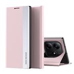 For Redmi Note 14 4G 163.25mm Side Electroplated Adsorption Leather Phone Case(Pink)