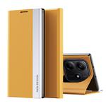For Redmi Note 14 4G 163.25mm Side Electroplated Adsorption Leather Phone Case(Yellow)