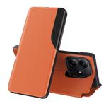 For Redmi Note 14 4G 163.25mm Attraction Flip Holder Leather Phone Case(Orange)