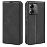 For Motorola Moto G14 Retro-skin Magnetic Suction Leather Phone Case(Black)