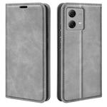 For Motorola Moto G84 Retro-skin Magnetic Suction Leather Phone Case(Grey)