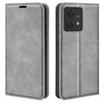 For Motorola Edge 40 Neo Retro-skin Magnetic Suction Leather Phone Case(Grey)