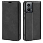 For Motorola Moto G34 Retro-skin Magnetic Suction Leather Phone Case(Black)