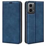 For Motorola Moto G34 Retro-skin Magnetic Suction Leather Phone Case(Dark Blue)