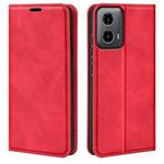 For Motorola Moto G34 Retro-skin Magnetic Suction Leather Phone Case(Red)