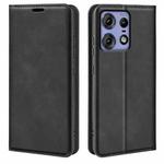 For Motorola Edge 50 Pro Retro-skin Magnetic Suction Leather Phone Case(Black)