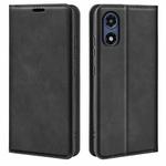 For Motorola Moto G Play 2024 Retro-skin Magnetic Suction Leather Phone Case(Black)