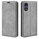 For Motorola Moto G Play 2024 Retro-skin Magnetic Suction Leather Phone Case(Grey)