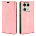 For Motorola Edge 50 Ultra Retro-skin Magnetic Suction Leather Phone Case(Pink)