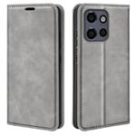 For Motorola Moto Edge 50 Neo 5G Retro-skin Magnetic Suction Leather Phone Case(Grey)