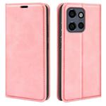 For Motorola Moto Edge 50 Neo 5G Retro-skin Magnetic Suction Leather Phone Case(Pink)