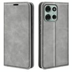 For Motorola Moto G75 5G Retro-skin Magnetic Suction Leather Phone Case(Grey)