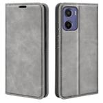 For Motorola Moto E15 Retro-skin Magnetic Suction Leather Phone Case(Grey)
