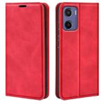 For Motorola Moto E15 Retro-skin Magnetic Suction Leather Phone Case(Red)