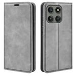 For Motorola Edge 60 Pro Retro-skin Magnetic Suction Leather Phone Case(Grey)