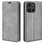 For Motorola Moto G56 5G / G66Y Retro-skin Magnetic Suction Leather Phone Case(Grey)