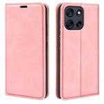 For Motorola Moto G56 5G / G66Y Retro-skin Magnetic Suction Leather Phone Case(Pink)